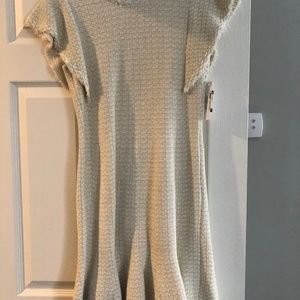 Cream dress with gold thread